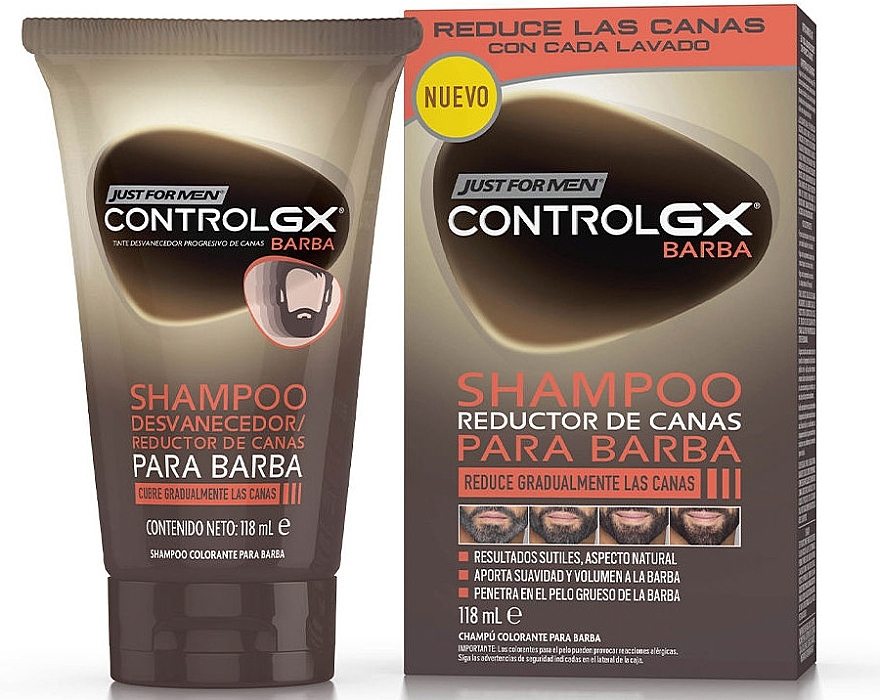 Szampon zapobiegający siwieniu brody - Just For Men ControlGX Barba Shampoo  — Zdjęcie N1