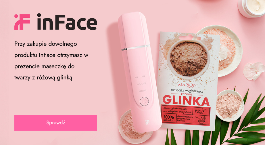 Przy zakupie dowolnego produktu InFace otrzymasz w prezencie maseczkę do twarzy z różową glinką.