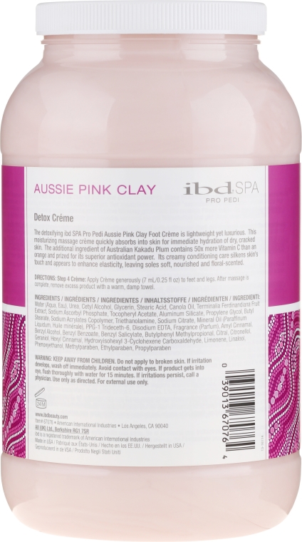 Krem do rąk i stóp z różową glinką - IBD Spa Aussie Pink Clay Detox Creme  — Zdjęcie N4