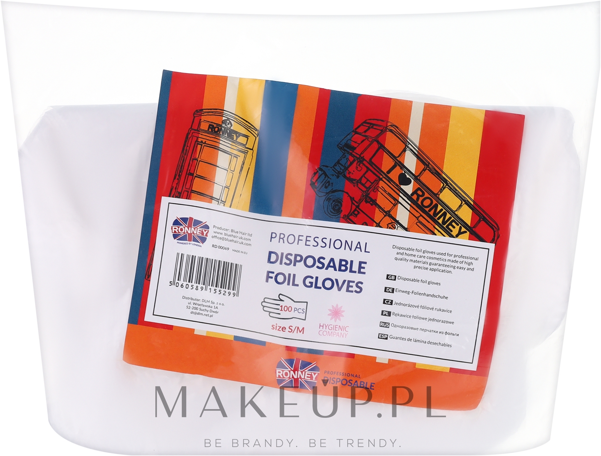 Rękawiczki jednorazowe przezroczyste, rozmiar S/M, 100 szt. - Ronney Professional Disposable Foil Gloves — Zdjęcie 100 szt.
