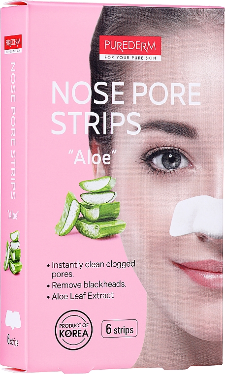 Plastry na nos z aloesem - Purederm Nose Pore Strips — Zdjęcie N1