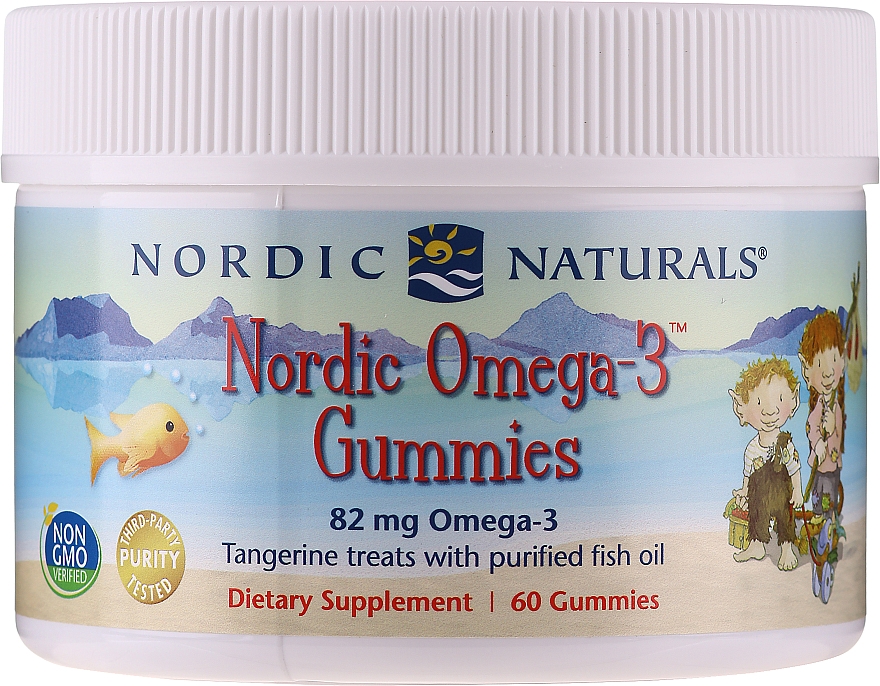 Suplement diety dla dzieci o smaku mandarynki Omega 3, 82 mg - Nordic Naturals Gummy  — Zdjęcie N1