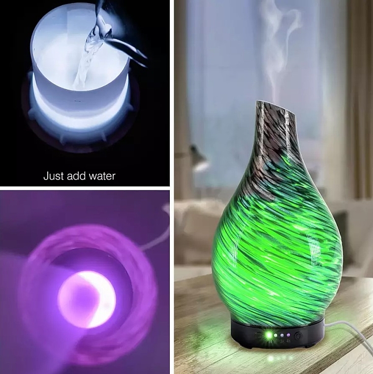 Dyfuzor aromatyczny z nawilżaczem i lampką nocną - Rio-Beauty Olia Glass Aroma Diffuser Humidifier & Night Light — Zdjęcie N2