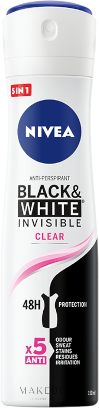 Antyperspirant w sprayu Invisible Clear - NIVEA For Women Black & White Power Deodorant Spray — Zdjęcie 150 ml