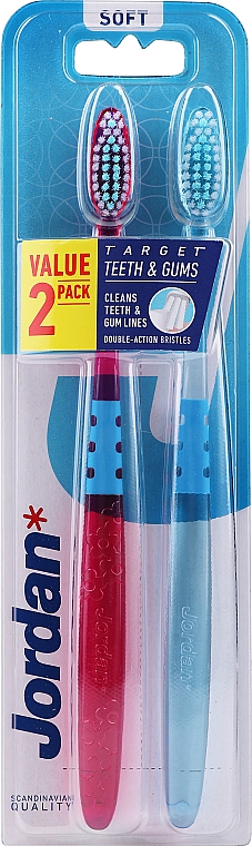 Miękkie szczoteczki do zębów, rózowa + błękitna - Jordan Target Teeth & Gums Soft — Zdjęcie N4