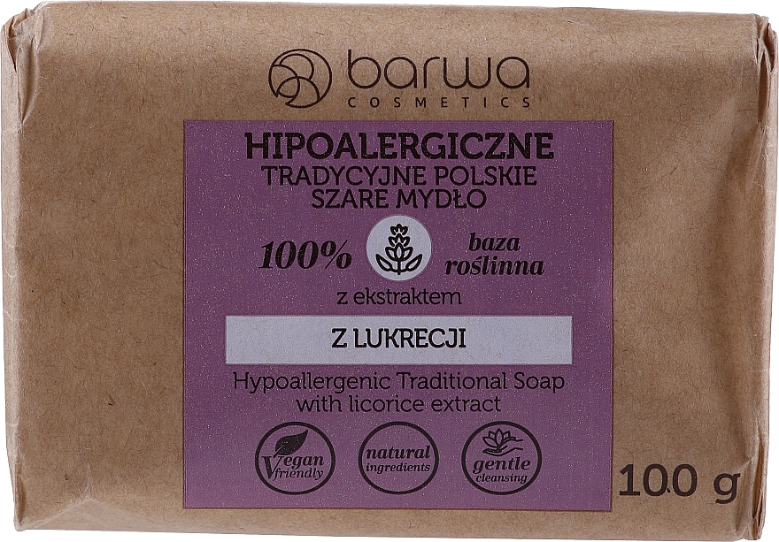 Szare mydło w kostce z ekstraktem z lukrecji - Barwa Hypoallergenic Traditional Soap With Licorice Extract — Zdjęcie N1