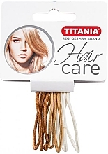 Gumki do włosów, elastyczne, 2 mm, 9 szt., jasnobrązowe - Titania — Zdjęcie N1