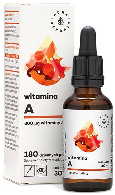 Suplement diety Witamina A 800 mcg - Aura Herbals Vitamin A Suplement Diety — Zdjęcie N1