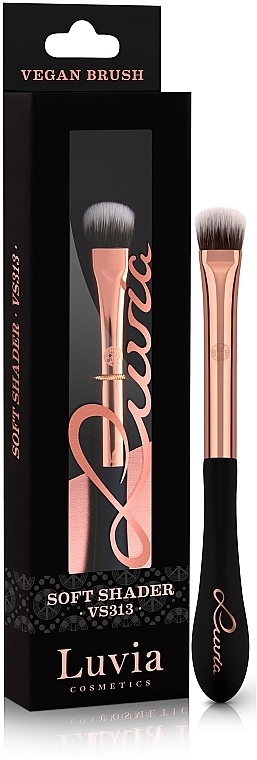 PRZECENA! Pędzel do cieni, VS313, czarny z różowym złotem - Luvia Cosmetics Soft Shader Black Rose Gold * — Zdjęcie N1