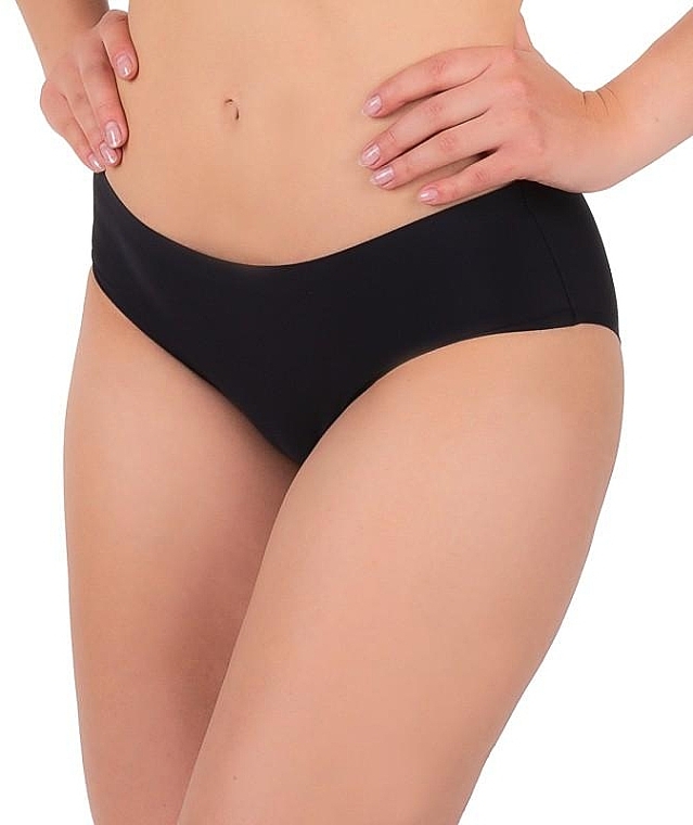 Majtki mini bikini z bezszwowymi brzegami, czarne - Moraj — Zdjęcie N2