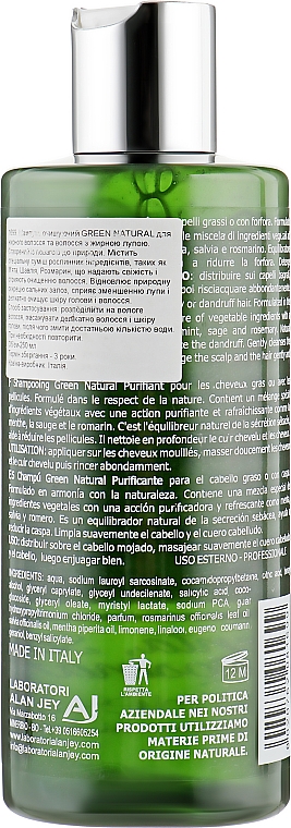 Oczyszczający szampon do włosów przetłuszczających się - Alan Jey Green Natural Shampoo — Zdjęcie N2