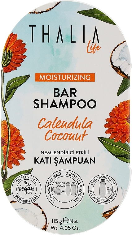 Szampon w kostce do włosów suchych z kokosem i nagietkiem - Thalia Life Bar Shampoo — Zdjęcie N1