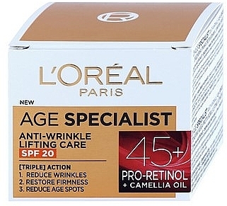 Krem przeciwzmarszczkowy na dzień - L'Oreal Paris Age Specialist Anti-Wrinkle Lifting Care SPF 20 45+  — Zdjęcie N1