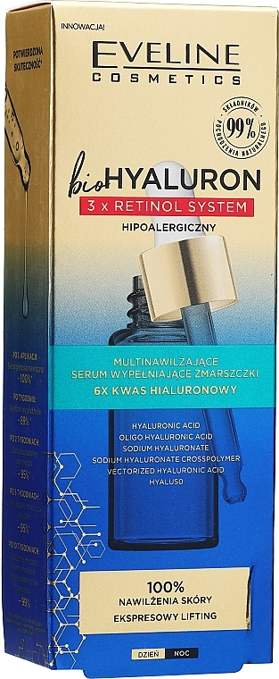 PRZECENA! Multinawilżające serum wypełniające zmarszczki - Eveline Cosmetics BioHyaluron 3x Retinol System Serum * — Zdjęcie N4