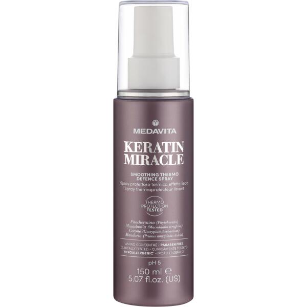 Medavita Keratin Miracle Smoothing Thermo Defence Spray - Wygładzający spray  do włosów chroniący przed wysoką temperaturą