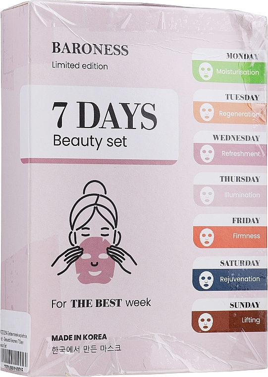 PRZECENA! Zestaw masek w płachcie, 7 szt. - Beauadd Baroness 7 Days Beauty Set * — Zdjęcie N9