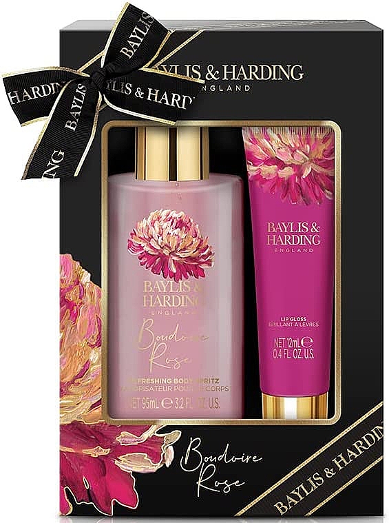 Zestaw - Baylis & Harding Boudoire Rose Luxury Instant Glam Set (b/spr/95ml + l/gloss/12ml) — Zdjęcie N1