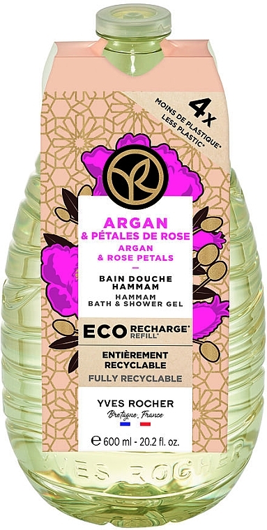 Żel pod prysznic - Yves Rocher Argan & Rose Petals Hammam Bath & Shower Gel (jednostka zamienna) — Zdjęcie N1