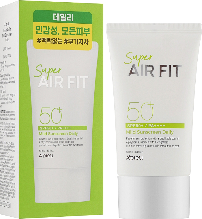 Krem przeciwsłoneczny do twarzy - A'Pieu Super Air Fit Mild Sunscreen Daily SPF50+ PA++++ — Zdjęcie N2