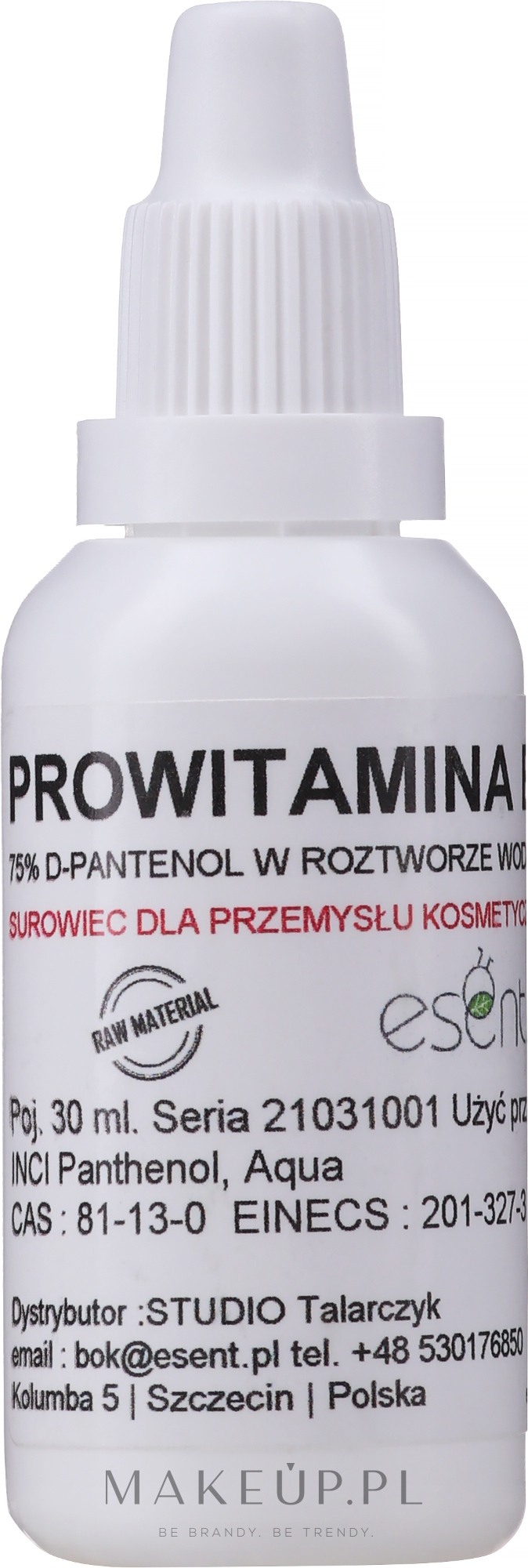 Prowitamina B5 75% d-panthenol w roztworze wodnym - Esent — Zdjęcie 30 ml