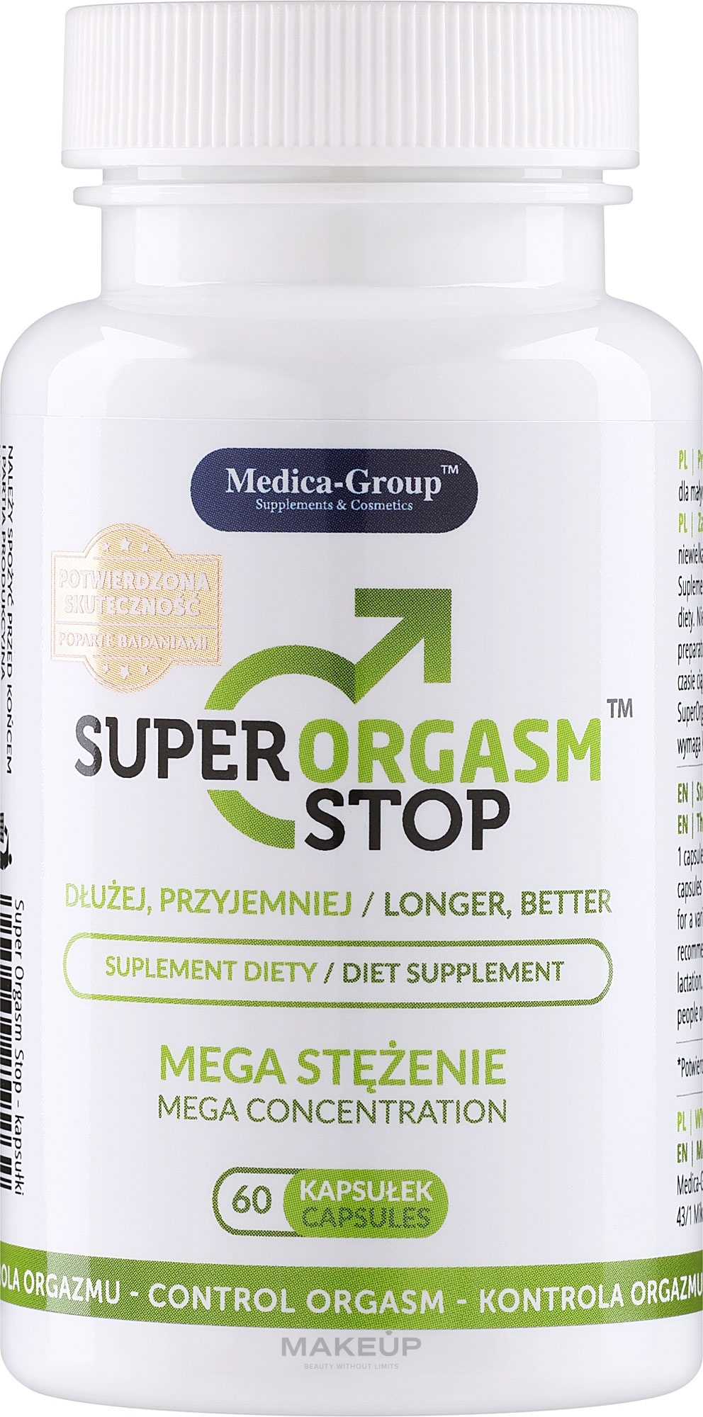 Suplement diety na opóźnienie przedwczesnego wytrysku - Medica-Group Super Orgasm Stop Diet Supplement — Zdjęcie 60 szt.