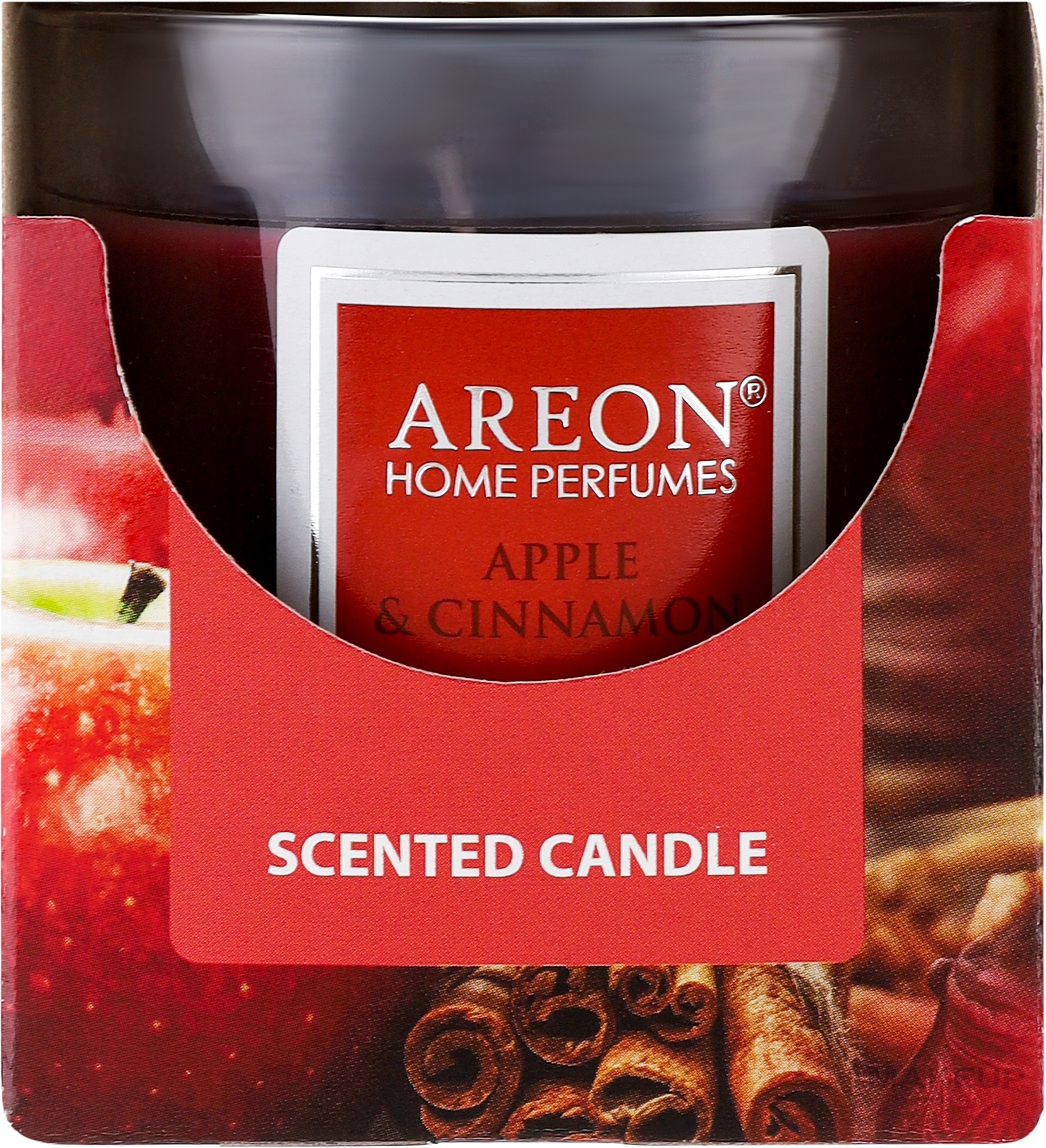 Świeca zapachowa w szklance Apple & Cinnamon - Areon Home Perfumes Apple & Cinnamon Scented Candle — Zdjęcie 120 g
