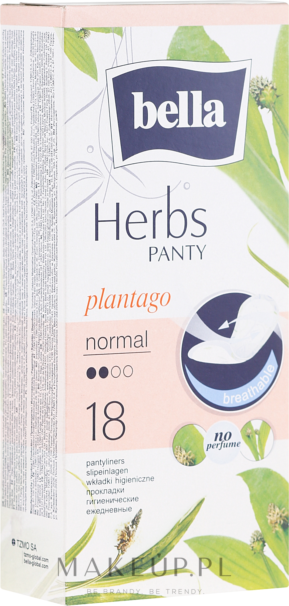 Wkładki higieniczne, 18 szt. - Bella Panty Herbs Plantago Normal — Zdjęcie 18 szt.