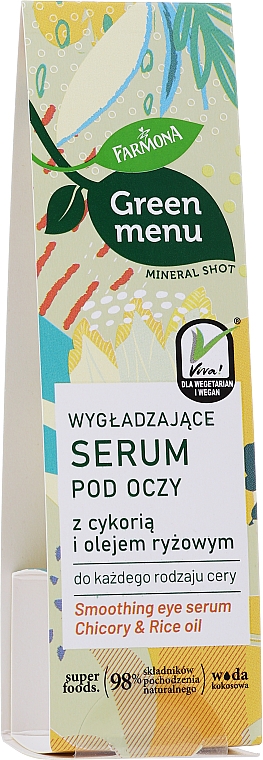 Wygładzające serum pod oczy z cykorią i olejem ryżowym - Farmona Green Menu — Zdjęcie N2