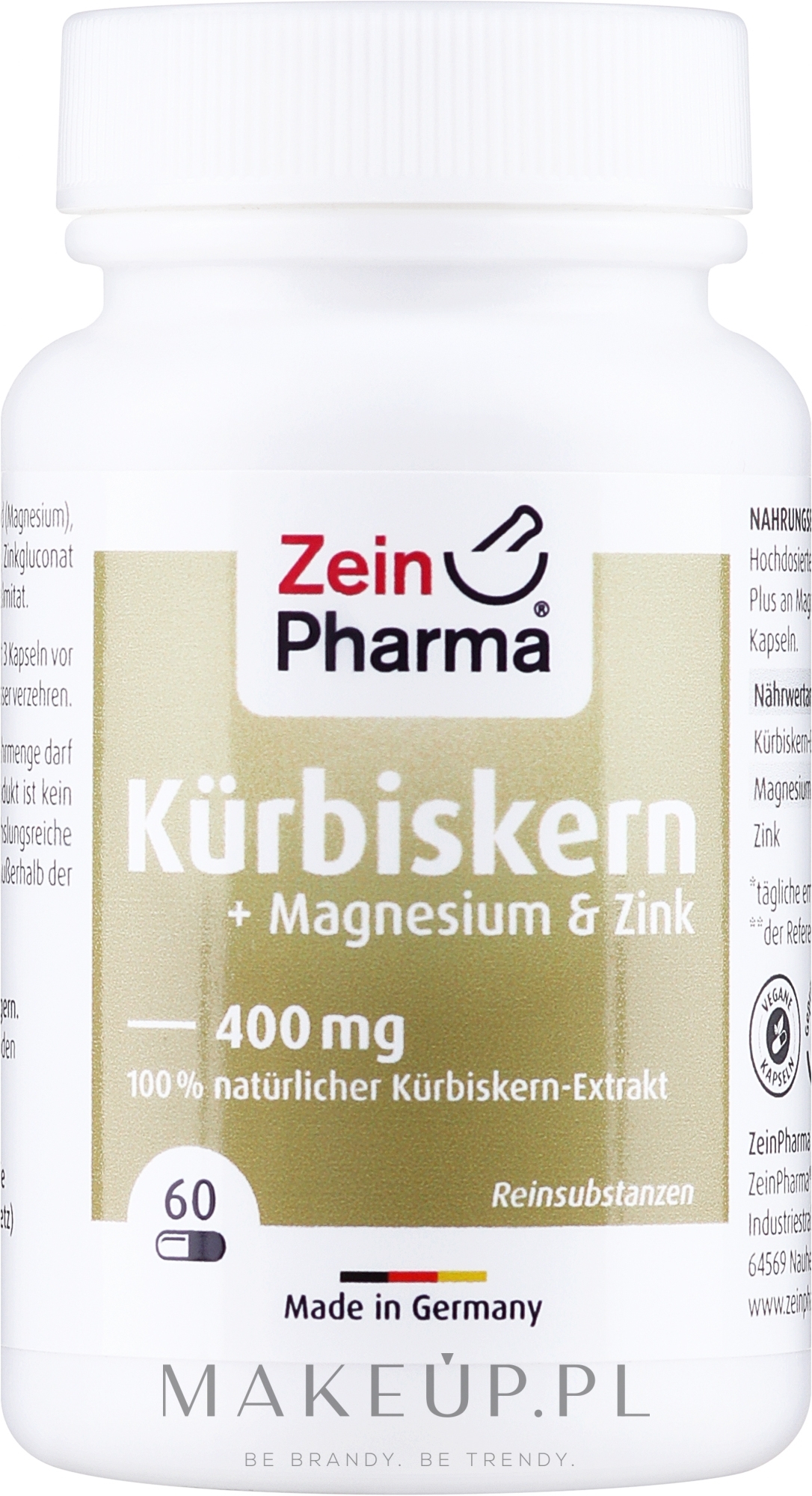 Kapsułki z pestek dyni, 400 mg - ZeinPharma — Zdjęcie 60 szt.