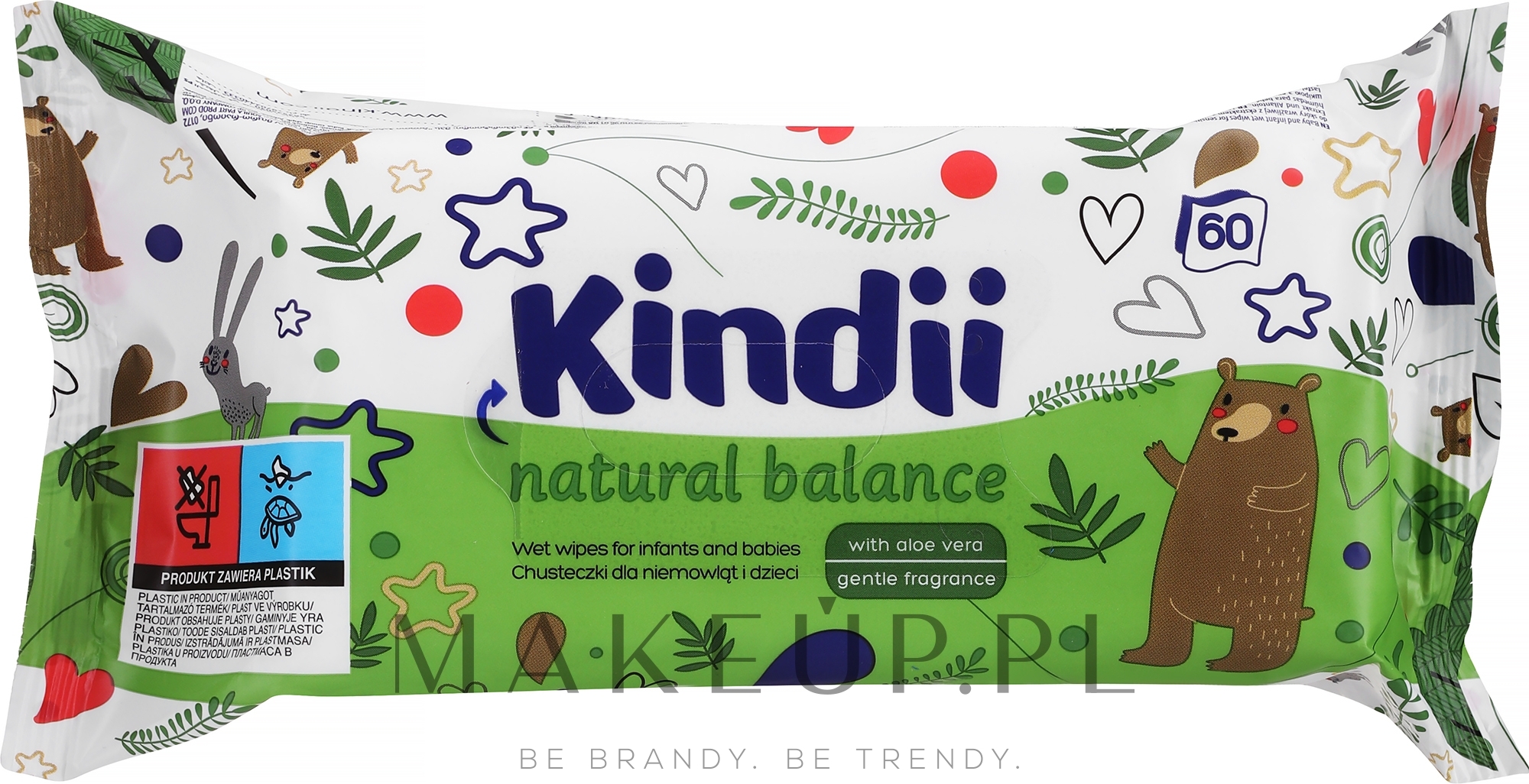 Nawilżane chusteczki dla dzieci i niemowląt - Kindii Natural Balance Cleanic — Zdjęcie 60 szt.