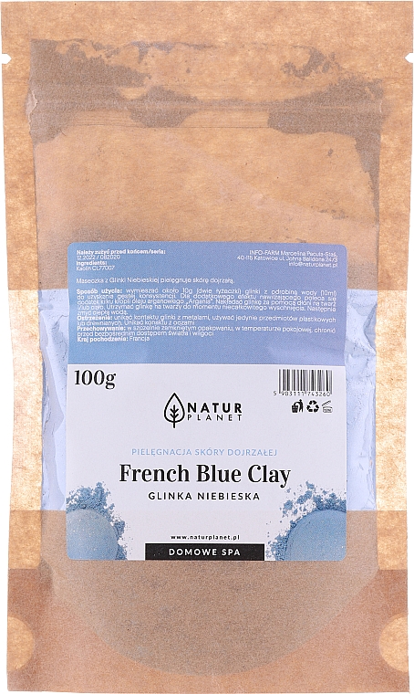 Glinka niebieska do skóry dojrzałej - Natur Planet French Blue Clay — Zdjęcie N1