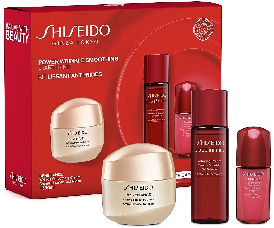 Zestaw - Shiseido Benefiance Power Wrinkle Smoothing (f/cream/30ml + essence/30ml + conc/10ml) — Zdjęcie N1