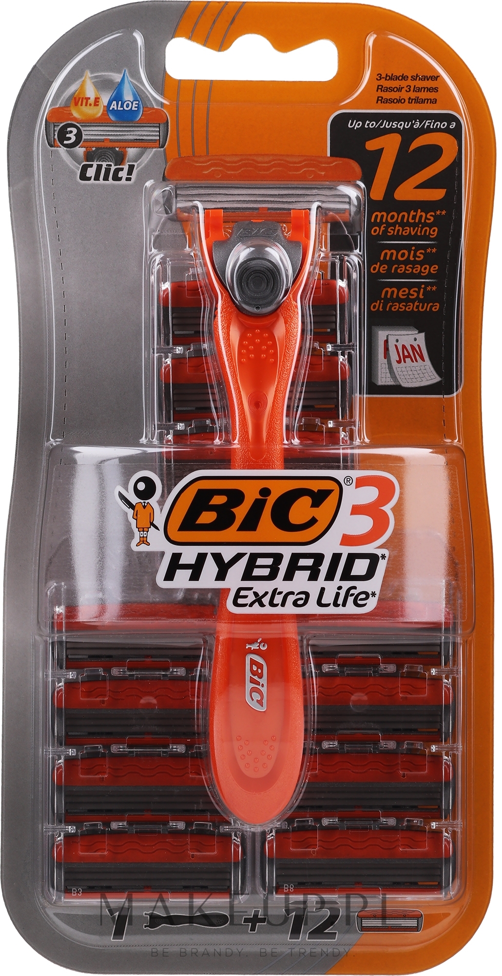 Maszynka do golenia z 12 wymiennymi wkładami - Bic 3 Hybrid Extra Life — Zdjęcie 12 szt.