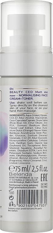 Normalizujący krem-tonik do twarzy - Bielenda Beauty CEO Matt Me Now — Zdjęcie N2