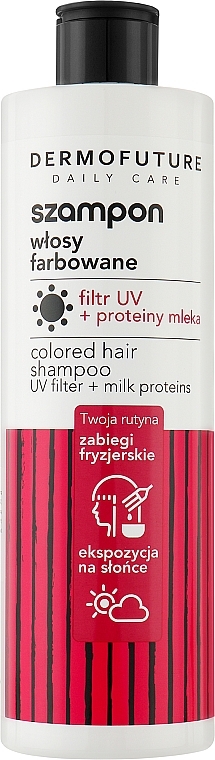 Szampon do włosów farbowanych z filtrem UV i proteinami mleka - Dermofuture — Zdjęcie N1