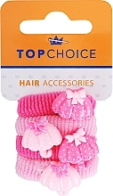 Gumki do włosów 21831, 4 sztuki, różowe z parasolami - Top Choice — Zdjęcie N1