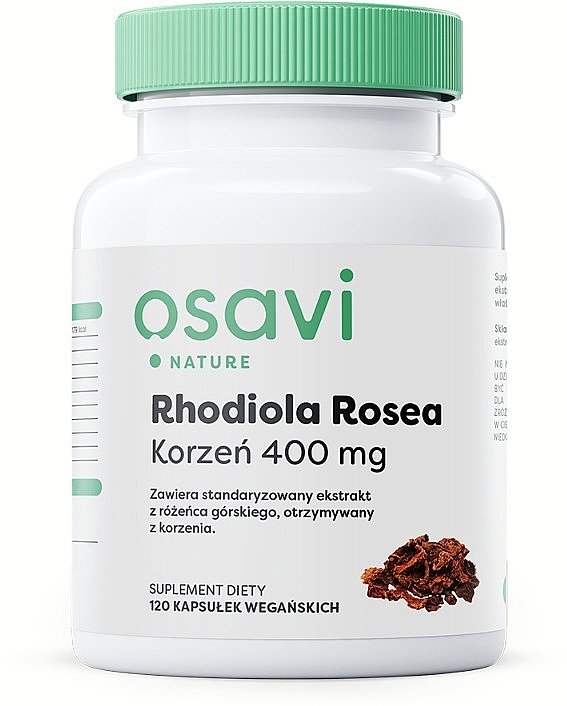 Suplement diety Rhodiola rosea Korzeń, kapsułki - Osavi Rhodiola Rosea 400mg — Zdjęcie N2