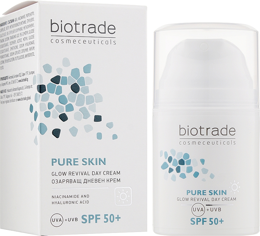 Rewitalizujący krem na dzień przeciw pierwszym oznakom starzenia z filtrem SPF 50 i kwasem hialuronowym - Biotrade Pure Skin Day Cream — Zdjęcie N2