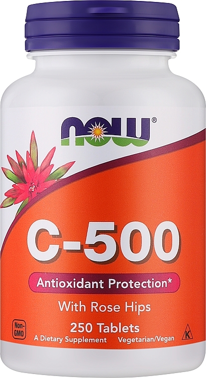Witamina C-500 w tabletkach - Now Foods C-500 With Rose Hips Tablets — Zdjęcie N1