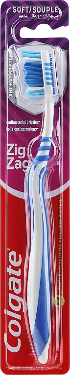 Szczoteczka do zębów, miękka, szaro-niebieska - Colgate Zig Zag Soft — Zdjęcie N1