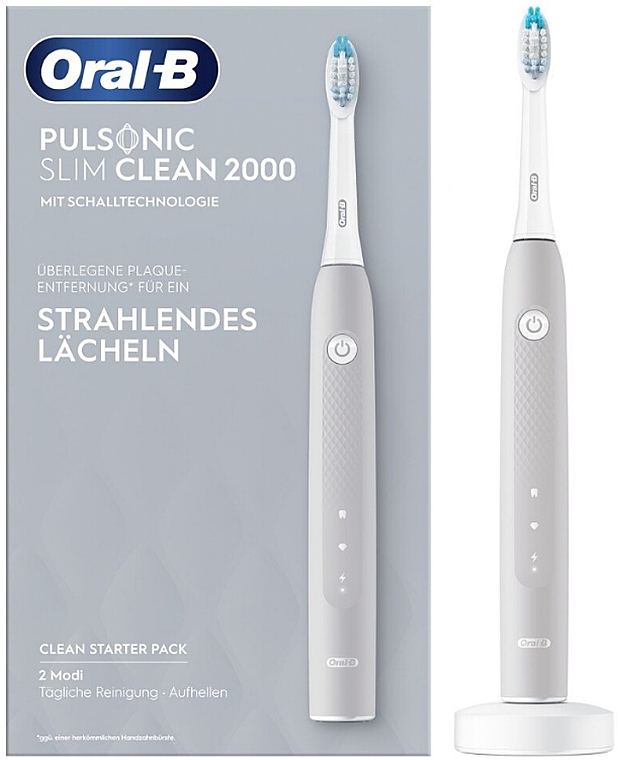 Elektryczna szczoteczka do zębów, szara - Oral-B Pulsonic Slim Clean 2000 Gray — Zdjęcie N1