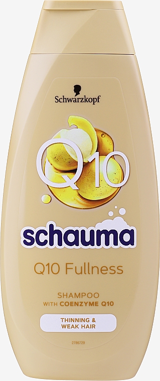 Szampon do włosów cienkich i osłabionych, odbudowujący - Schwarzkopf Schauma Q10 Fullness