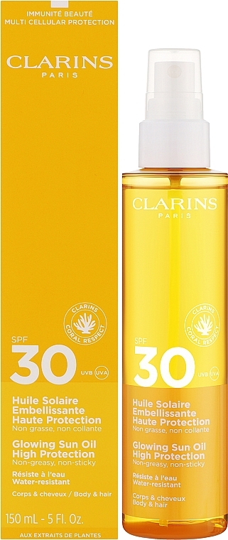 Olejek do ciała z filtrem przeciwsłonecznym - Clarins Glowing Sun Oil High Protection SPF 30 — Zdjęcie N2