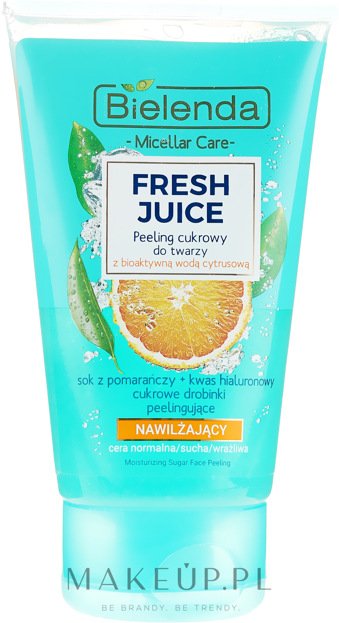 Nawilżający peeling cukrowy do twarzy z bioaktywną wodą cytrusową Pomarańcza - Bielenda Fresh Juice — Zdjęcie 150 g