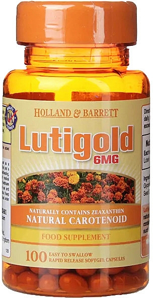 Suplement diety Luteina - Holland & Barrett Lutigold Lutein 6mg — Zdjęcie N1