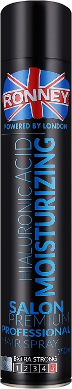 Nawilżający lakier do włosów z kwasem hialuronowym - Ronney Professional Hyaluronic Moisturizing Hair Spray