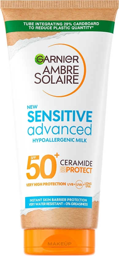 Przeciwsłoneczne mleczko do skóry wrażliwej - Garnier Ambre Solaire Sensitive Advanced SPF 50+ — Zdjęcie 175 ml