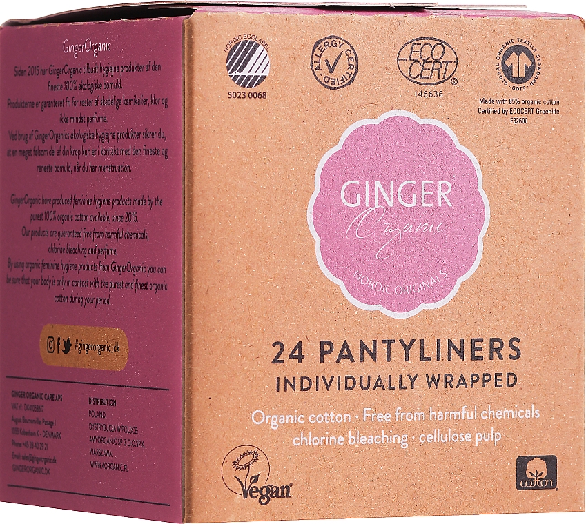 Wkładki higieniczne, 24 szt. - Ginger Organic Pantyliners