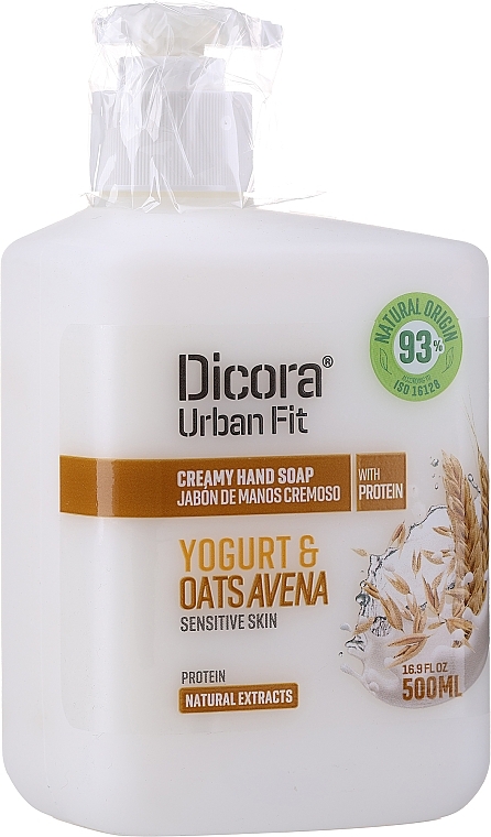 PRZECENA! Kremowe mydło w płynie Jogurt i płatki owsiane - Dicora Urban Fit Creamy Hand Soap Yogurt & Oats Avena * — Zdjęcie N2