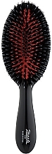 Szczotka do włosów z naturalnego włosia, 22,5 cm, czarno-czerwona - Janeke Black Hairbrush  — Zdjęcie N1